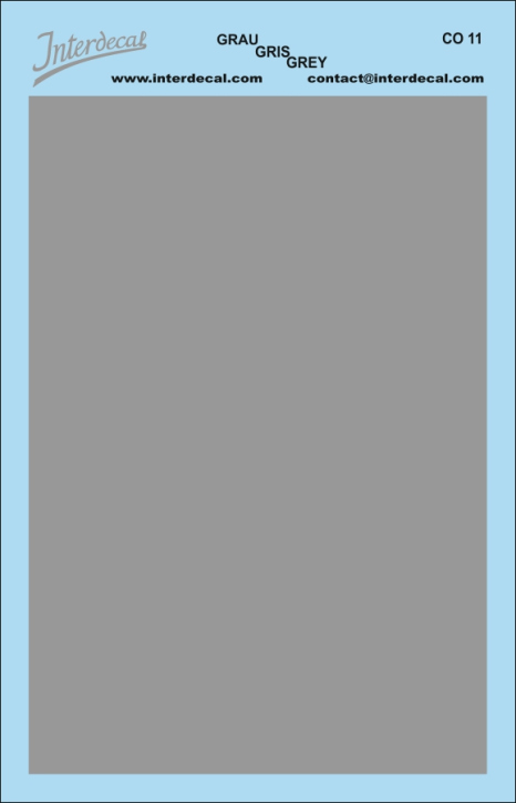 Solid color sheet 11 Waterslidedecals grey 120x80mm INTERDECAL