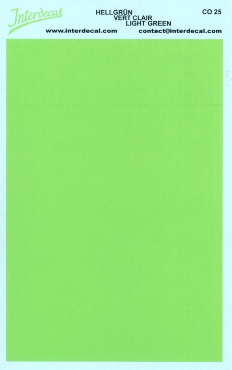 Bogen einfarbig Naßschiebebild Decal hellgrün 120x80mm INTERDECAL