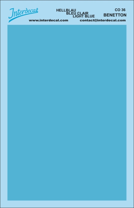 Solid color plates Waterslidedecals light blue Benetton 120x80mm INTERDECAL