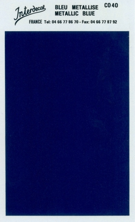 Bogen einfarbig Naßschiebebild Decal blau met. 120x80mm INTERDECAL