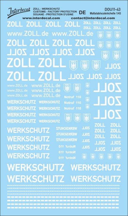 Zoll Behörde Deutschland 01 Naßschiebebild Decal weiss 132x80mm INTERDECAL