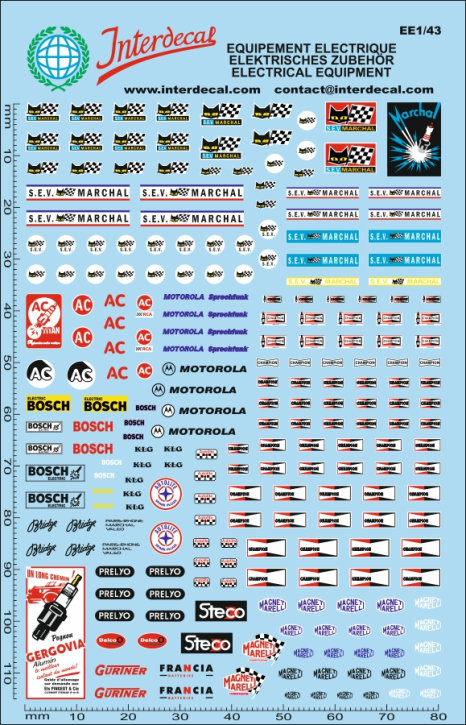Elektrische Ausrüstung 1 1/43 Naßschiebebild Decal 120x80mm INTERDECAL