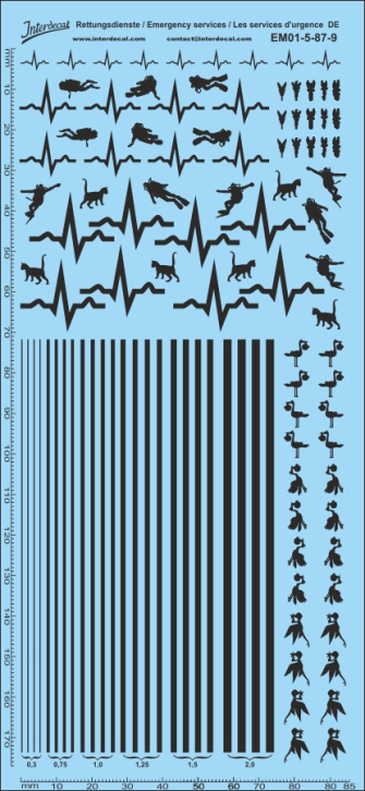 Emergency vehicle DE 05 1/87 Waterslidedecals black 177x80mm INTERDECAL