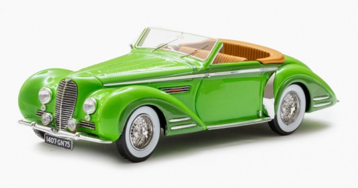1948 Delahaye 135 Convertible by Chapron, open roof two tone green 1/43