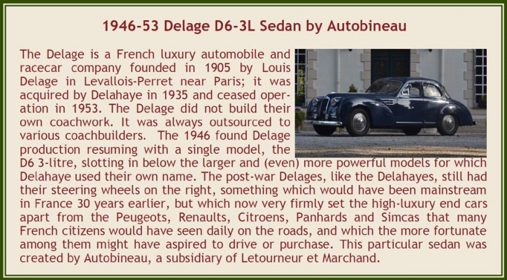 Voiture Delage D6 3.0L AUTOBINEAU 1950 a vendre