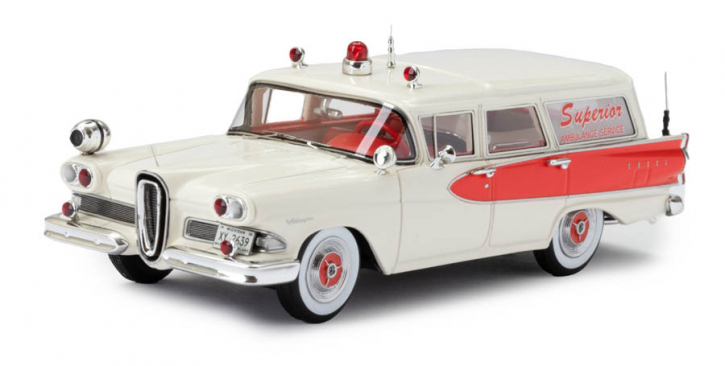 1958 Edsel Villager Amblewagon ambulance white-red 1/43 ready made