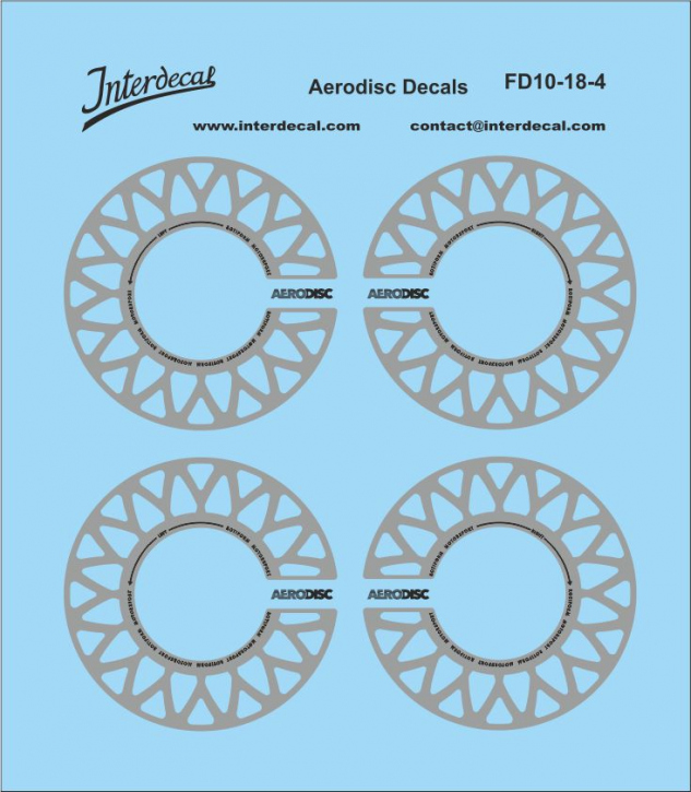 Decal Rim Design Aerodisc 10-4 Ø 24,6 mm 1/18 Waterslidedecals silver-black