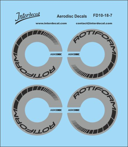 Decal Rim Design Aerodisc 10-7 Ø 24,6 mm 1/18 Waterslidedecals silver-black