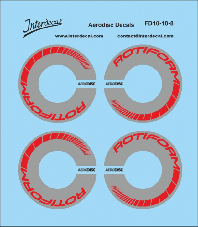 Décalques Conception de jante Aerodisc 10-8 Ø 24,6 mm 1/18 Décalcomanies