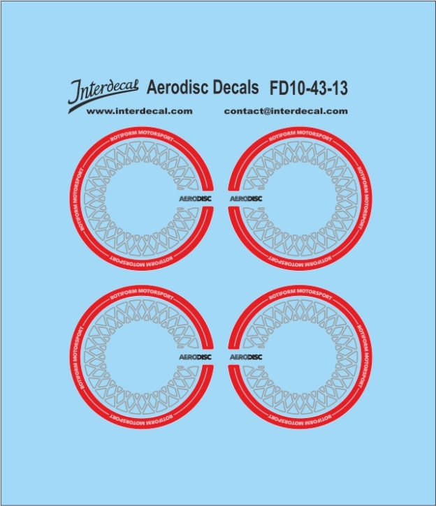 Decals Felgendesign Aerodisc 10-13 Ø 9x4,35 mm 1/43 Naßschiebebild Decal
