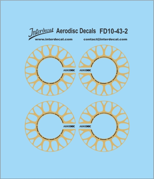 Decals Felgendesign Aerodisc 10-2 Ø 9x4,35 mm 1/43 Naßschiebebild Decal