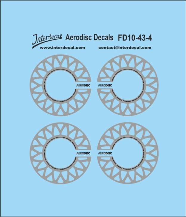 Decals Felgendesign Aerodisc 10-4 Ø 9x4,35 mm 1/43 Naßschiebebild Decal