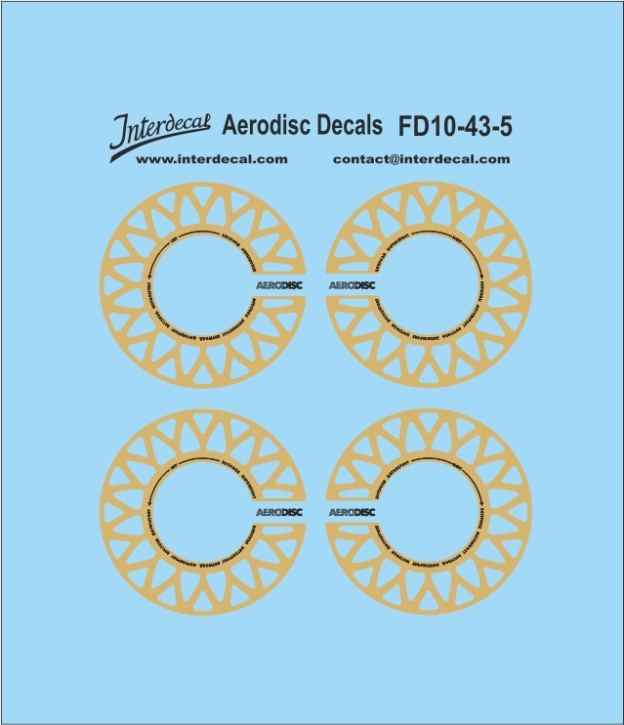 Decals Felgendesign Aerodisc 10-5 Ø 9x4,35 mm 1/43 Naßschiebebild Decal