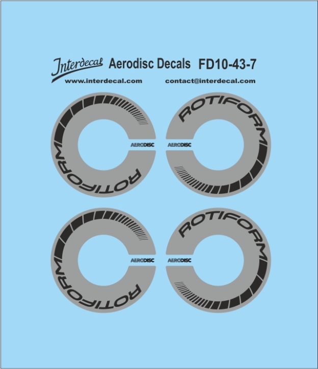 Decals Felgendesign Aerodisc 10-7 Ø 9x4,35 mm 1/43 Naßschiebebild Decal
