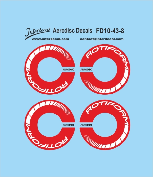 Decals Felgendesign Aerodisc 10-8 Ø 9x4,35 mm 1/43 Naßschiebebild Decal