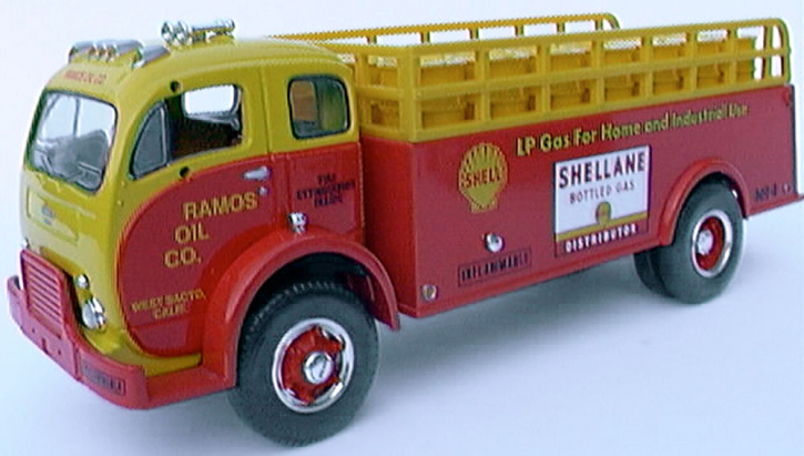 1953 White 3000 Stake Truck "SHELLANE" red-yellow 1/34 ready made