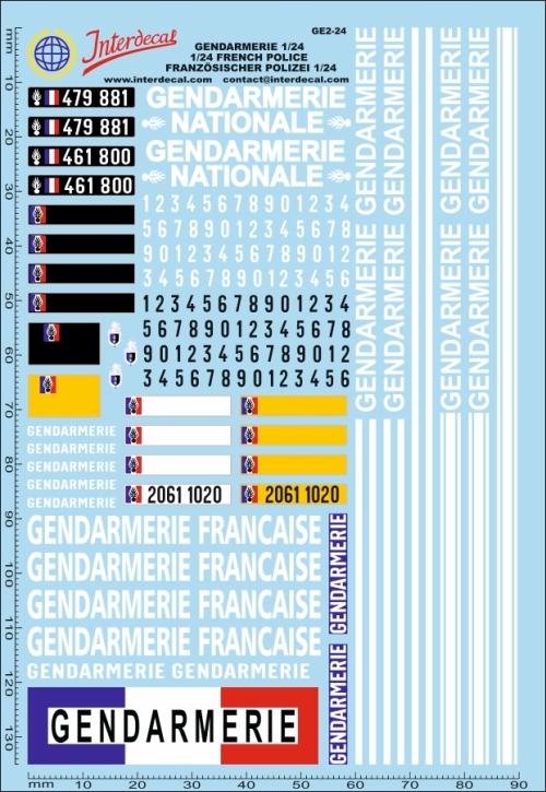 Französische Polizei 02 1/24 Naßschiebebild Decal 135x90mm INTERDECAL