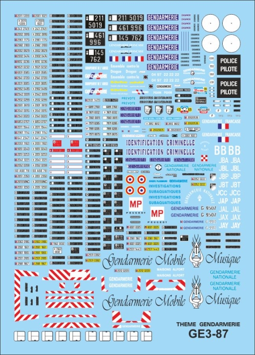 Gendarmerie 03 1/87 Décalcomanies 113x82mm INTERDECAL