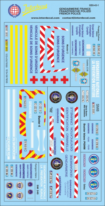 French Police 6-1 1/43 Waterslidedecals 159x54mm INTERDECAL