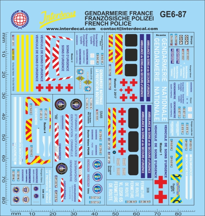 Gendarmerie 06 1/87 Décalcomanies 87x82mm INTERDECAL