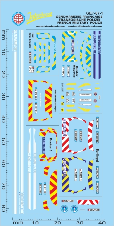 Gendarmerie 07-01 1/87 Naßschiebebild Decal 83x40mm INTERDECAL