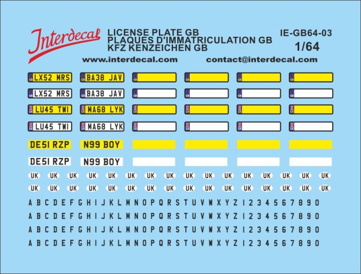 Kennzeichen GB 03 1/64 Naßschiebebild Decal 56x32mm INTERDECAL