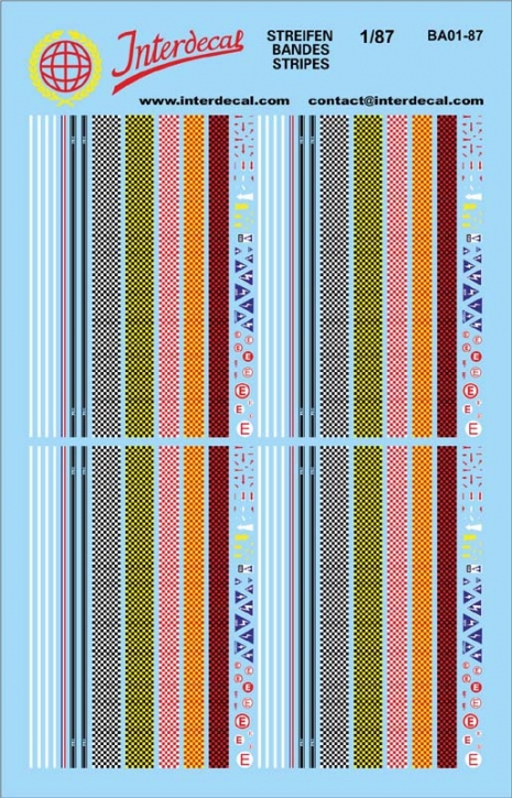 Motiv karierte Streifen verschiedene Farben 1/87 (90x140 mm)