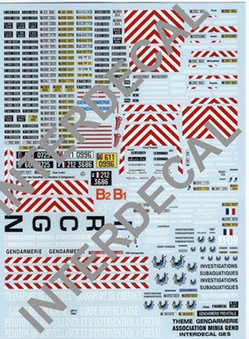 French Police 1/43 Waterslidedecals 220x160mm INTERDECAL