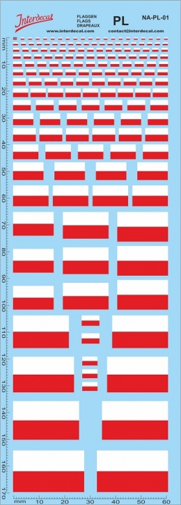 Flaggen PL Naßschiebebild Decal verschiedene Farben 178x61mm INTERDECAL