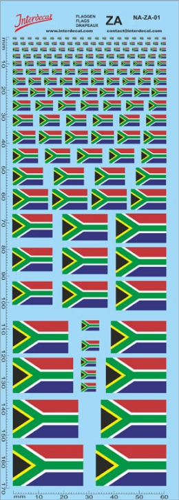 Flaggen ZA Naßschiebebild Decal verschiedene Farben 178x61mm INTERDECAL