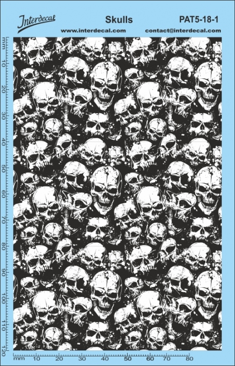 Stickerbomb Totenkopf Muster 1 1/18 Naßschiebebild Decal schwarz-weiss