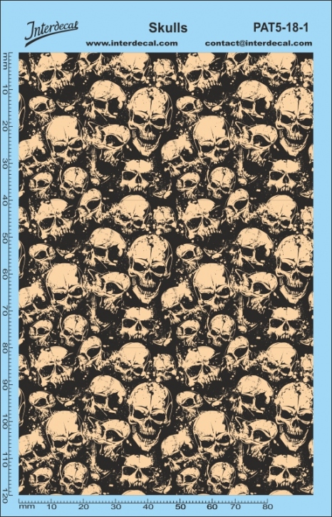 Stickerbomb Totenkopf Muster 2 1/18 Naßschiebebild Decal schwarz-beige