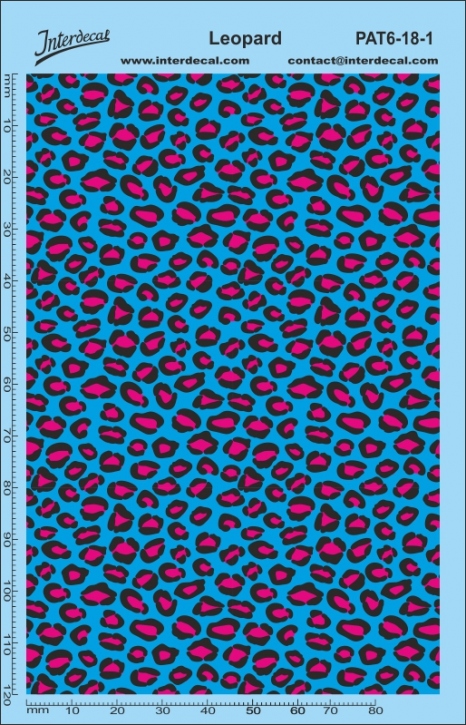 Stickerbomb Leopard Muster 1/18 Naßschiebebild Decal magenta-mittelblau