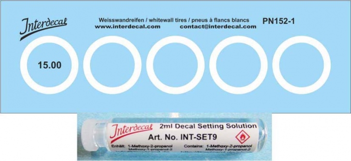 Whitewall tyres Decal + setting Material, 15,0x11,4mm, 1/43 (90x29m)
