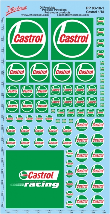 Petroleum products 06-1 1/18 Waterslidedecals CASTROL 180x80mm INTERDECAL