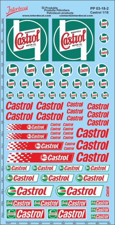 Petroleum products 06-2 1/18 Waterslidedecals CASTROL 180x80mm INTERDECAL