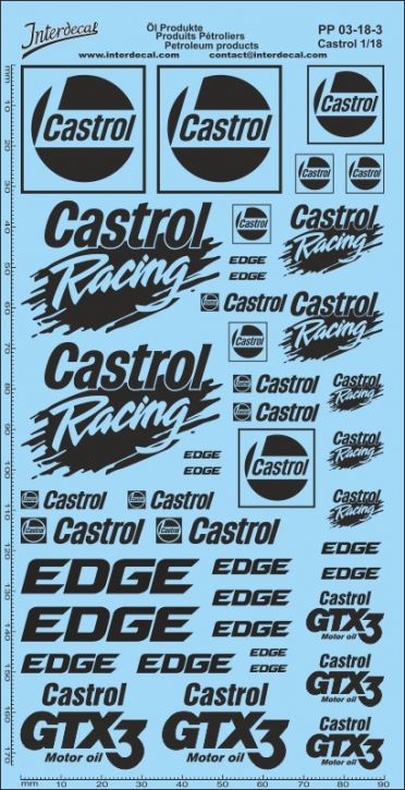 Petroleum products 06-3 1/18 Waterslidedecals CASTROL 180x80mm INTERDECAL