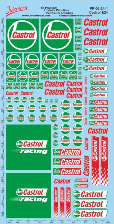 Petroleum products 06-1 1/24 Waterslidedecals CASTROL 180x80mm INTERDECAL