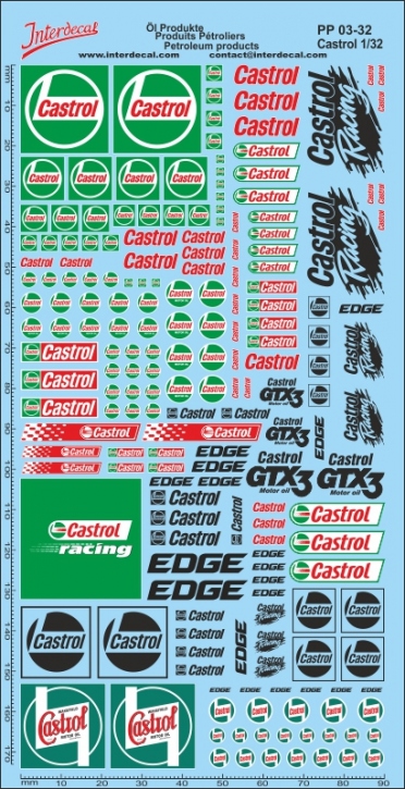 Petroleum products 06 1/32 Waterslidedecals CASTROL 180x80mm INTERDECAL