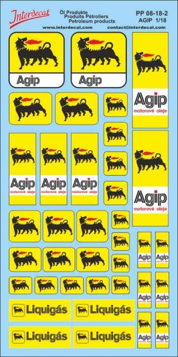 Petroleum products 08-2 1/18 Waterslidedecals Agip 175x90 INTERDECAL