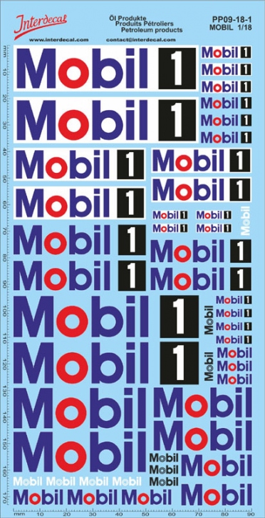 Öl Produkte 09-1  MOBIL  Sponsoren Decal 1/18 (195x100 mm)