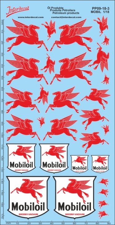Petroleum products 09-3 1/18 Waterslidedecals MOBIL 175x90 INTERDECAL