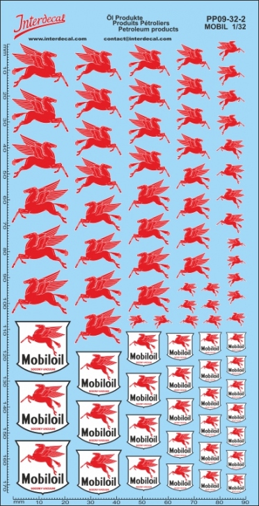 Petroleum products 09-02 1/32 Waterslidedecals MOBIL 120x85mm INTERDECAL