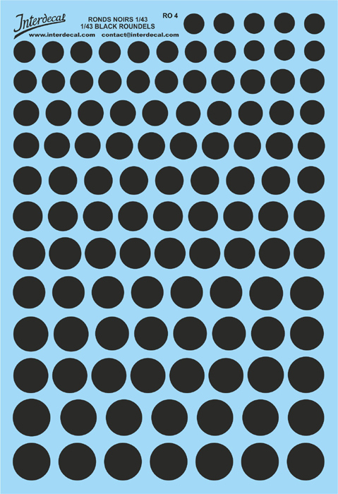 Schwarze Kreise 8,0 - 14,5 mm 1/43  (130x190 mm)