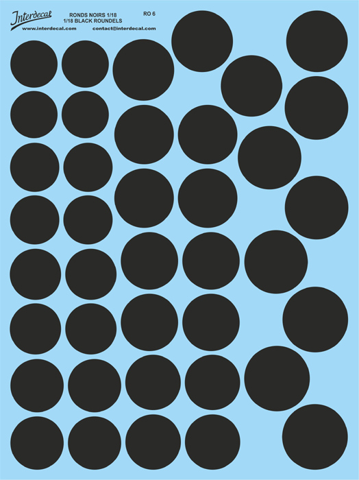 Black roundels 23,0 - 32,0 mm 1/18  (175x230 mm)
