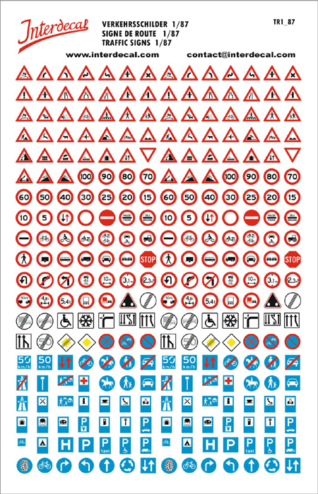 Traffic signs 01 DE 1/87 Waterslidedecals 175x115mm INTERDECAL
