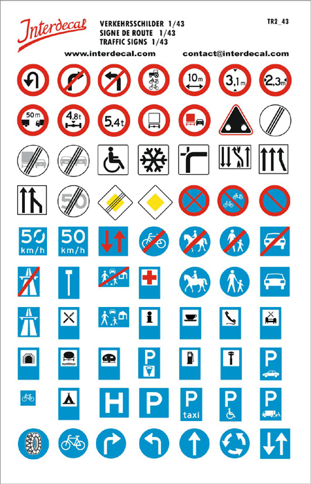 Traffic signs 02 DE 1/43 Waterslidedecals 175x115mm INTERDECAL
