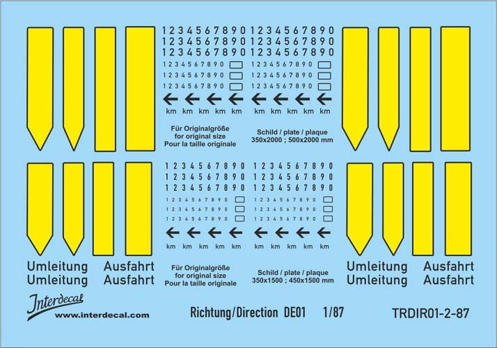 Verkehrsschilder Richtung DE_01-2 1/87 (90x63 mm)
