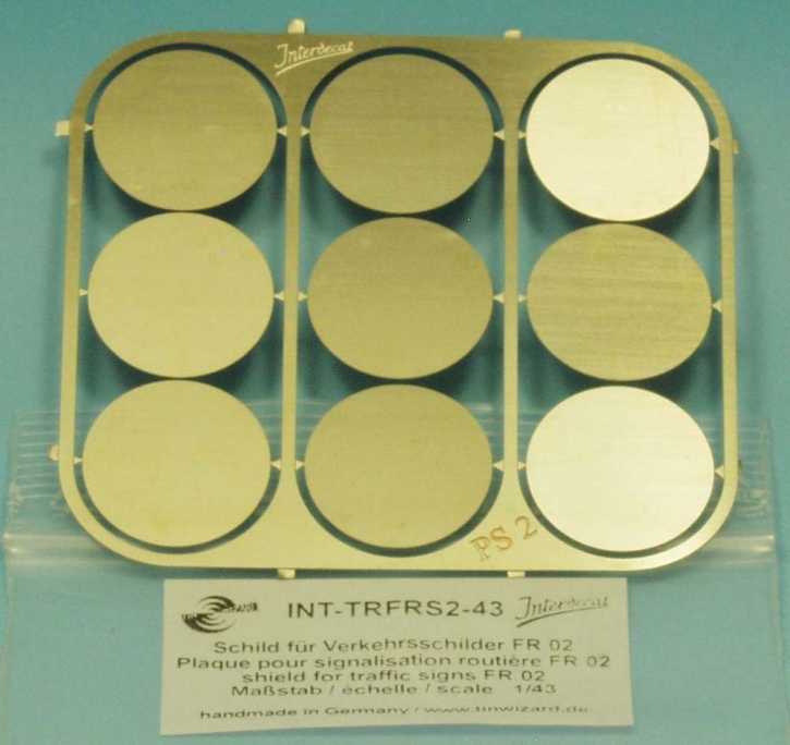 Metallschild 02 für Verkehrsschilder 1/43 0,2mm Neusilber