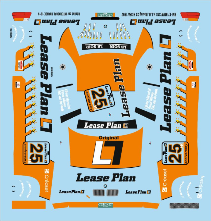 BMW 318is L.O. Racing 24H Spa 1997 1/43 Naßschiebebild Decal JA Miniatures